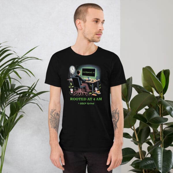 Rooted at 4AM T-Shirt | OSCP Grind Cybersecurity Apparel