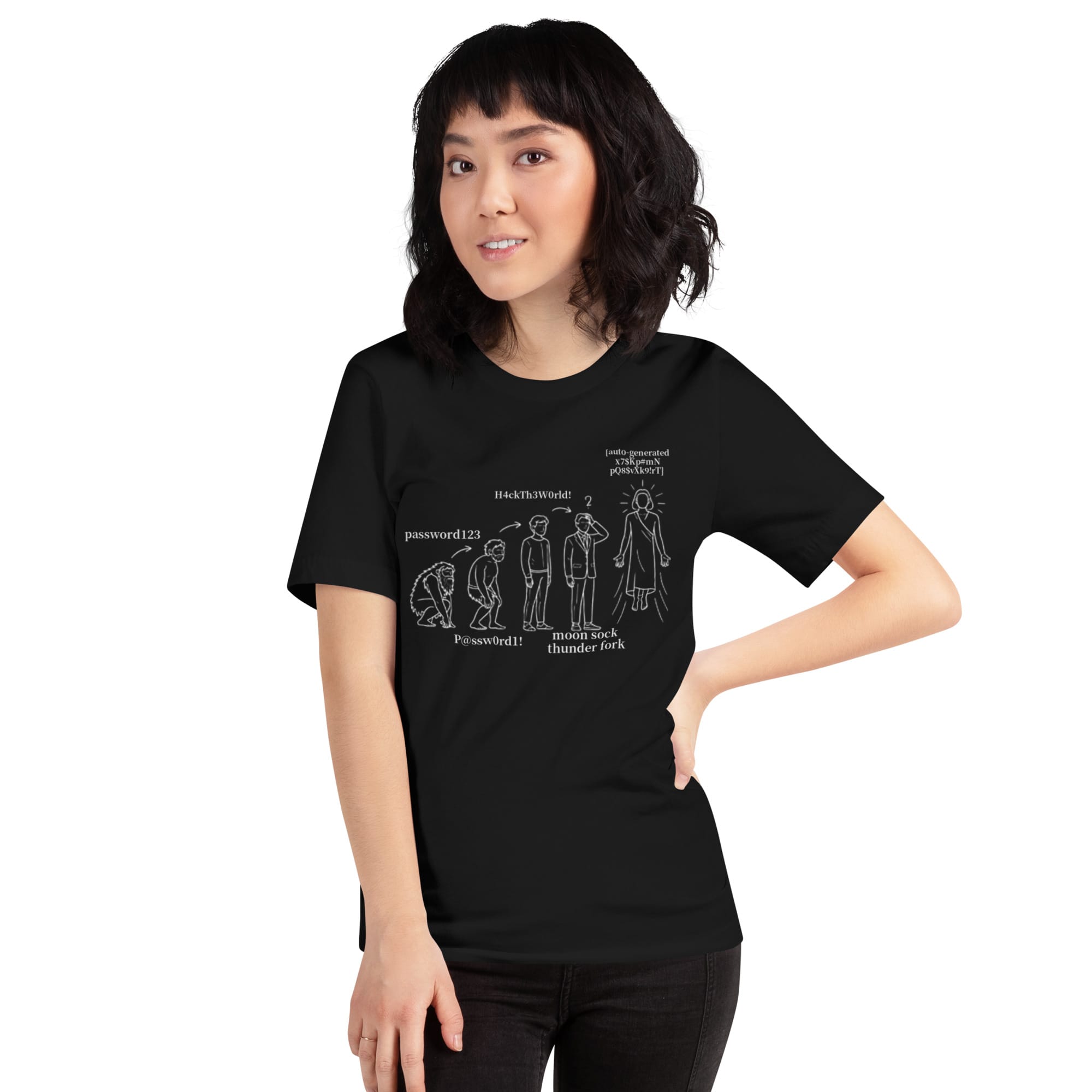 Password Evolution T-Shirt | Cybersecurity Humor Apparel - Image 3