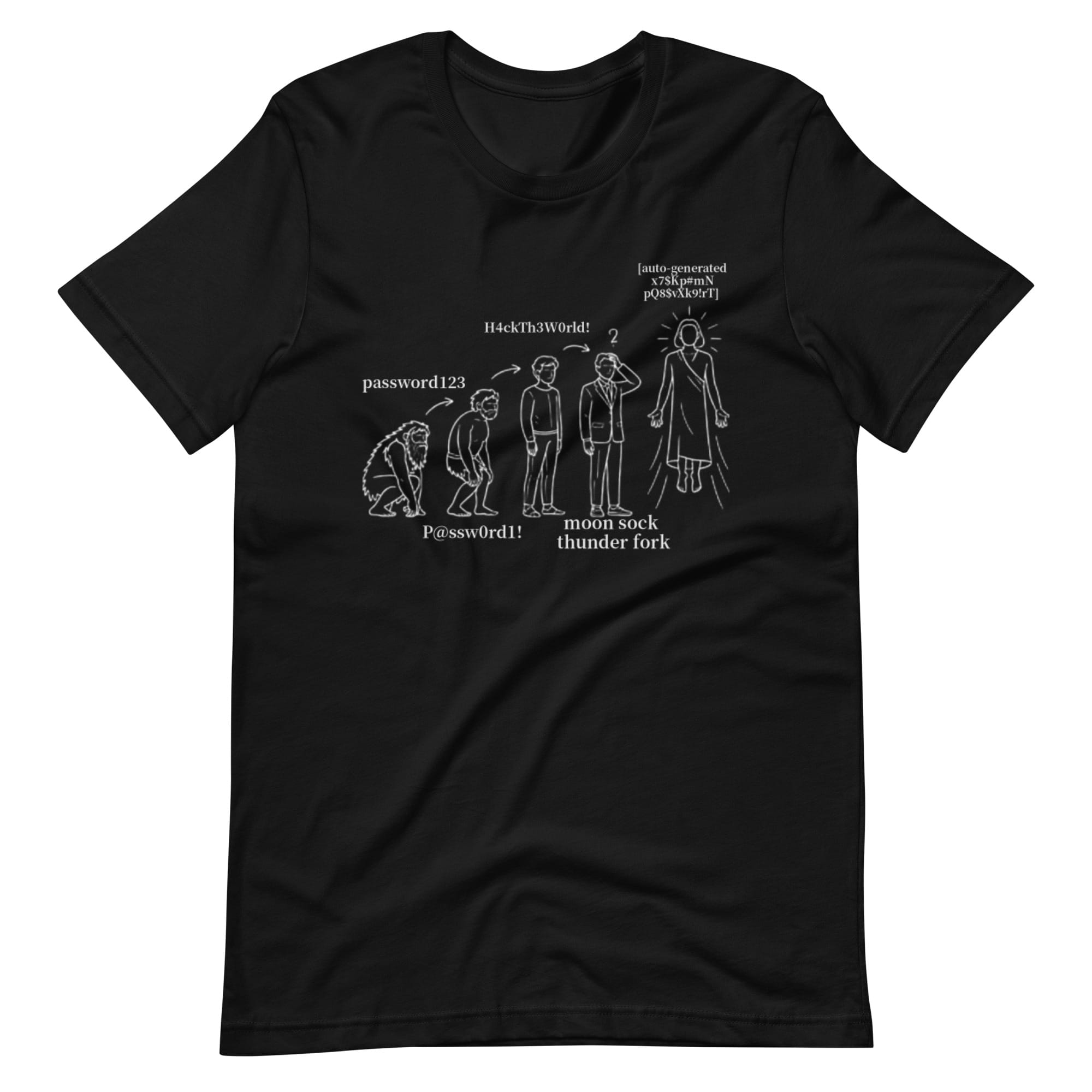 Password Evolution T-Shirt | Cybersecurity Humor Apparel - Image 2