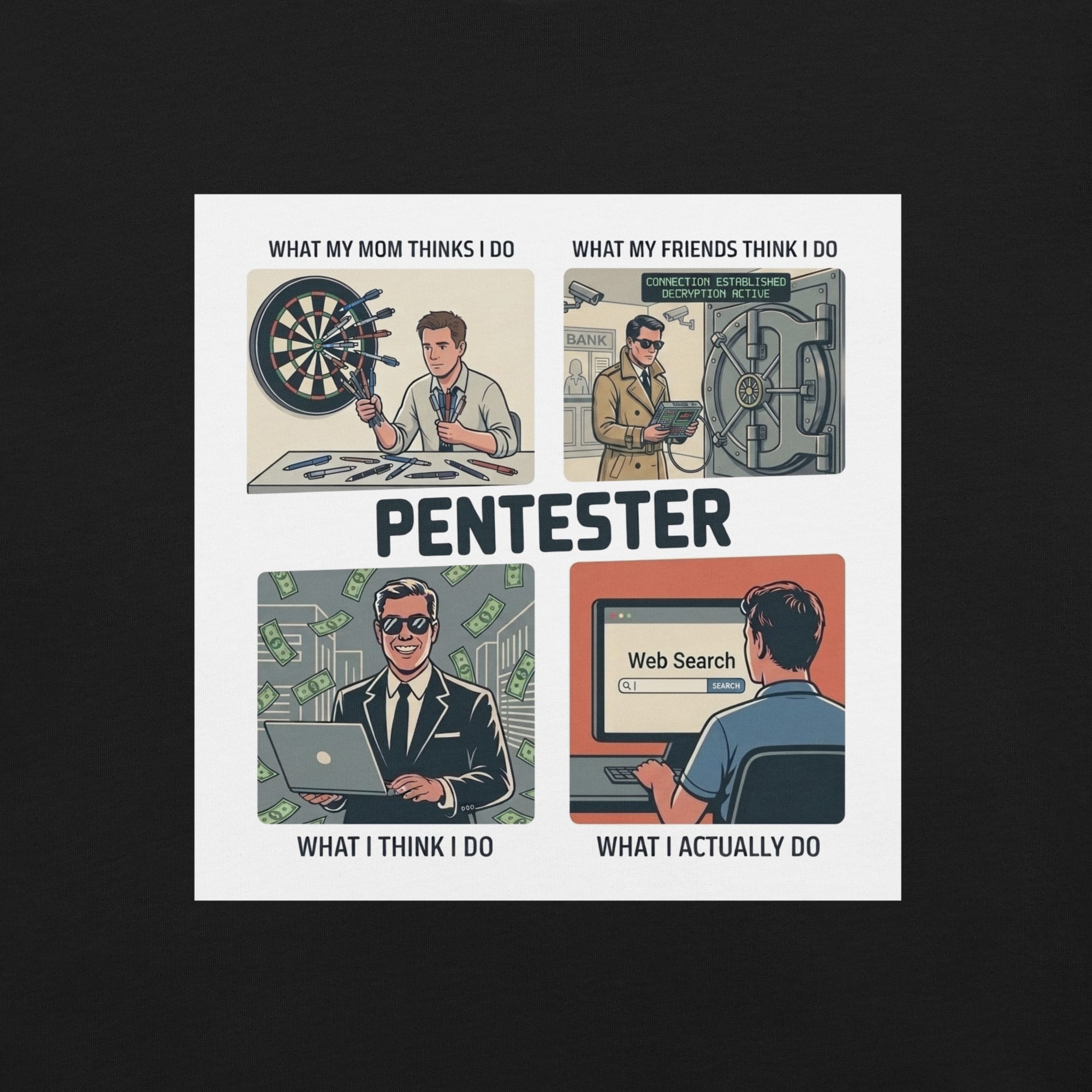 Pentester T-Shirt | Cybersecurity Humor Apparel | Dark - Image 3